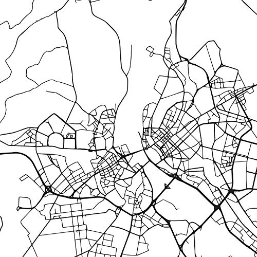 Nacnic Lámina Mapa de la Ciudad Riga Estilo nordico en Blanco y Negro. Poster tamaño A4 Sin Marco Impreso Papel 250 gr. Cuadros, láminas y Posters para Salon y Dormitorio
