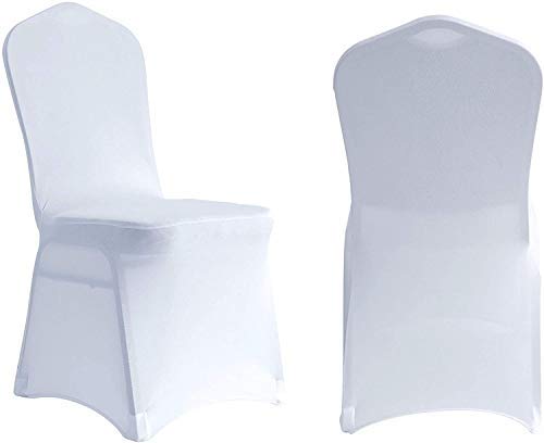 Namvo 10 fundas elásticas para silla de elastano y licra, para bodas, banquetes y sillas, color blanco