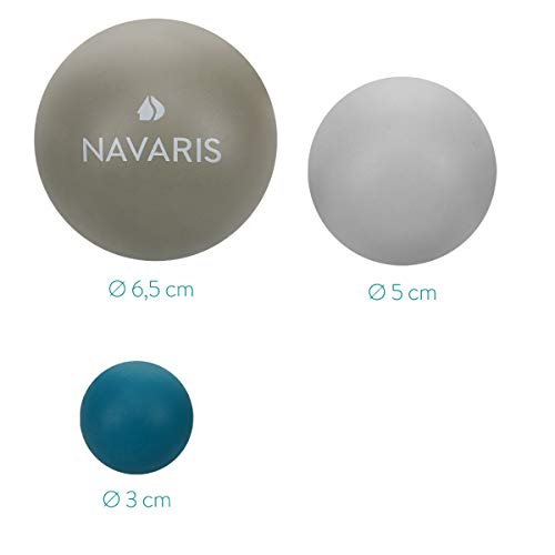 Navaris Set de 3 pelotas para masajes - Bolas de lacrosse en dif. tamaños para automasajes - Bolas para aliviar dolor fisioterapia terapia de puntos