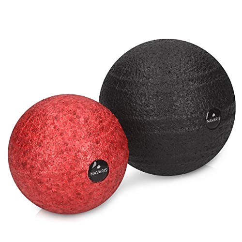 Navaris Set de pelotas lacrosse para masaje - 2 Tamaños diferentes (8CM 10CM) - Terapia miofascial para músculos espalda pierna cuello y pie
