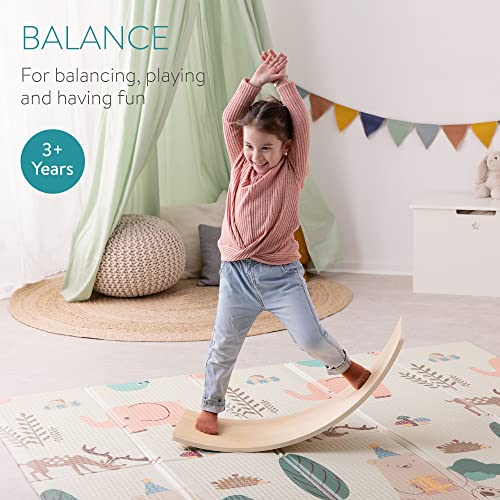 Navaris Tabla de Equilibrio para niños - Balance Board Curva de Madera para niño +3 años - Balancín para psicomotricidad Infantil - MAX. 70 kg