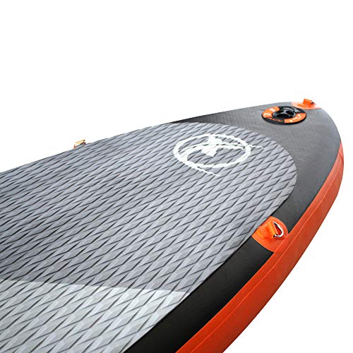 nemaxx PB300 Tabla de Paddle Surf Sup 300x76x15cm, Naranja/Antracita - Tabla de Paddle Board - Tabla de Surf - Hinchable con Mochila, remos, Aletas, Bomba de Aire, Kit de reparación