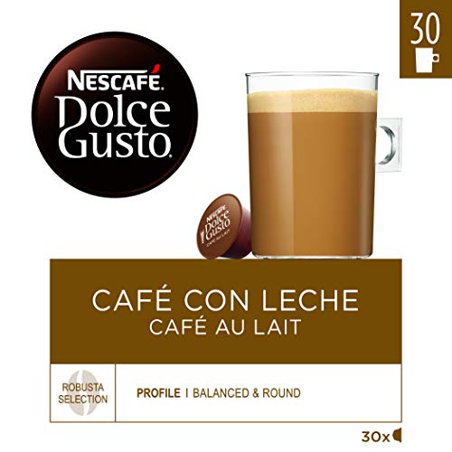 Nescafé Dolce Gusto Cápsulas de Café con Leche Magnum; cápsulas Dolce Gusto de café con una sedosa capa de leche, 3 cajas de 30 cápsulas - 90 Cápsulas