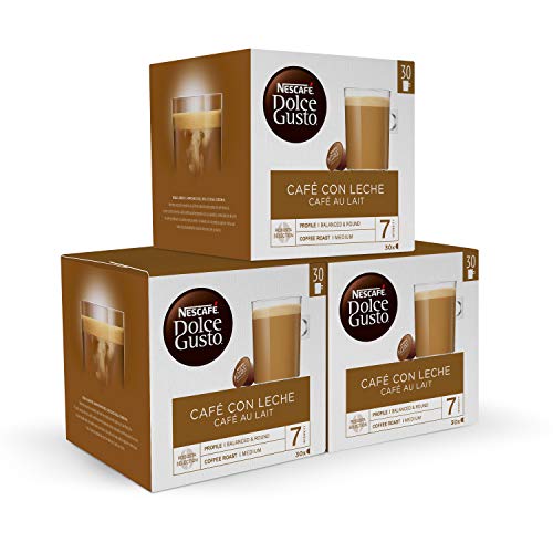 Nescafé Dolce Gusto Cápsulas de Café con Leche Magnum; cápsulas Dolce Gusto de café con una sedosa capa de leche, 3 cajas de 30 cápsulas - 90 Cápsulas
