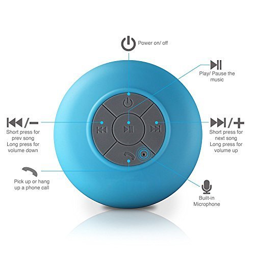 Neuftech Altavoz Bluetooth 4.2 Impermeable Sonido estéreo con Ventosa para iPhone 12/12 Mini 11 Pro MAX 11 /XR XS X 8S Plus 7S 6S 6,para iPad Pro Air Huawei P30 Pro Mate 20 Samsung,Android iOS-Azul