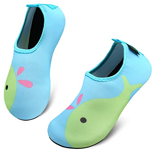 Niño Barefoot Swim Water Skin Shoes Calcetines Aqua para Piscina de Natación en la Playa Niños Niñas,Delfín Verde,20/21