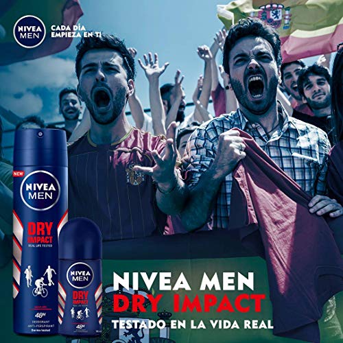 NIVEA MEN Dry Impact Spray, desodorante antitranspirante con protección 48 horas, desodorante spray de cuidado masculino testado en la vida real - pack de 6 x 200 ml