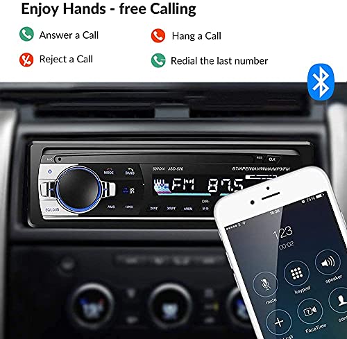 NK Auto Radio Coche - 1 DIN - 4x40W - Bluetooth 4.0 , Función AUX, Reproductor MP3 y Doble Puerto USB, FM Sonido Estéreo, Llamadas Manos Libres, Mando para Control Remoto, Pantalla LCD, iOS & Android
