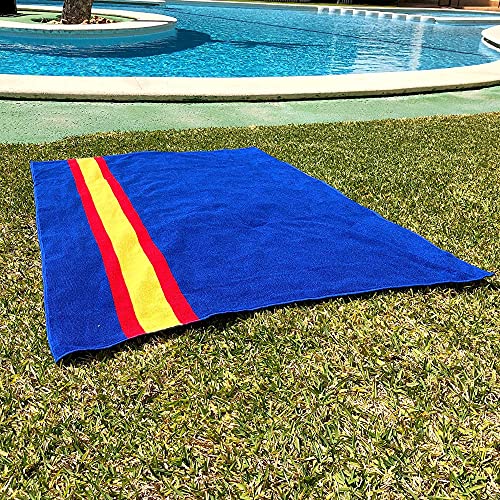 noi Toalla de Playa Grande + Toalla de Gym. 100% algodón. Bandera de España (Azul) 2 Piezas de Diferente tamaño
