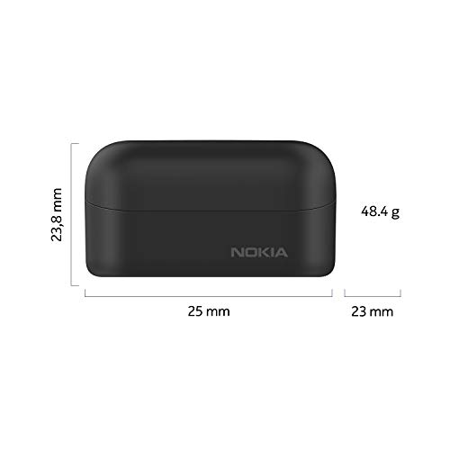 Nokia BH-405 Power Earbuds Lite True Auriculares Inalámbricos, 35Hrs de Reproducción, IPX7 a Prueba de Agua, Compatible con Bluetooth, Estuche Compacto de Carga Inalámbrica, Negro