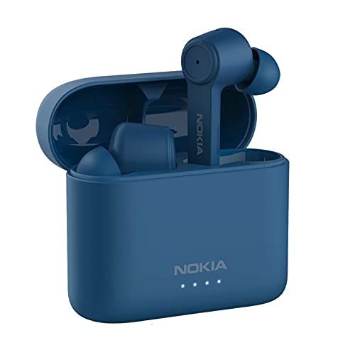 Nokia BH 805 Auriculares con Cancelación de Ruido, Auriculares Inalámbricos Bluetooth, 20 Horas de Reproducción, Resistencia al Agua IPX5, Controles Inteligentes, Estuche de Carga Rápida, Azul