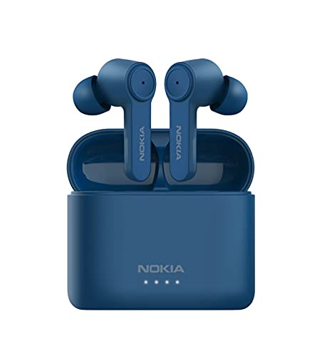 Nokia BH 805 Auriculares con Cancelación de Ruido, Auriculares Inalámbricos Bluetooth, 20 Horas de Reproducción, Resistencia al Agua IPX5, Controles Inteligentes, Estuche de Carga Rápida, Azul