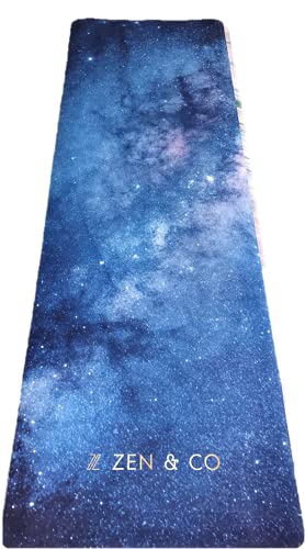 none-branded Zen&CO colchoneta de Yoga, Material y Textura Ante Gamuza, 4MM con diseño Original, Ideal para Ejercicios como Yoga, Pilates, Bikram, Ashtanga (183cm x 61cm x 4mm) (Galaxia)