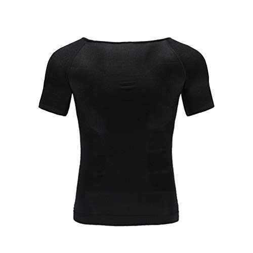 NOVECASA Camisetas de Compresión Hombre Modelado del Cuerpo Elástico Secado Rápido para Adelgaza Fitness (XL(Cintura 97-107CM), Negro)