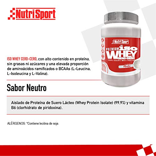 Nutrisport - Iso Whey 0.0 Premium, Proteínas 90% en Polvo, Isoladas, Sin Lactosa, Sin Azúcar, 1Kg, Sabor Neutro
