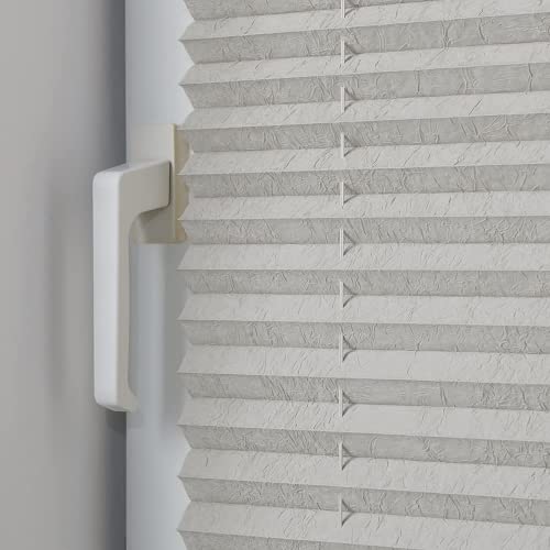 OBdeco Rolloworld - Estor plisado para ventanas y puertas (montaje sin taladros, efecto arrugado, 45 x 130 cm), color gris claro