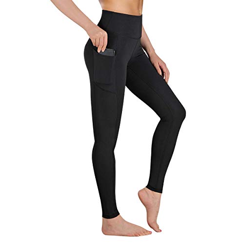 Occffy Leggings Mujer Fitness Cintura Alta Pantalones Deportivos Mallas para Running Training Estiramiento Yoga y Pilates P107(Negro, XL)