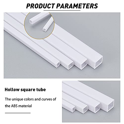 OLYCRAFT 40 unids ABS plástico cuadrado barra barras blanco ABS plástico cuadrado tubo para DIY mesa de arena modelo arquitectónico fabricación