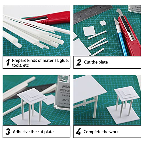OLYCRAFT 40 unids ABS plástico cuadrado barra barras blanco ABS plástico cuadrado tubo para DIY mesa de arena modelo arquitectónico fabricación