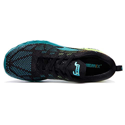 ONEMIX Hombres Zapatillas Deporte Running Aire Libre Respirable Zapatos para Correr Gimnasio Sneakers 1118 Negro/Azul 39EU