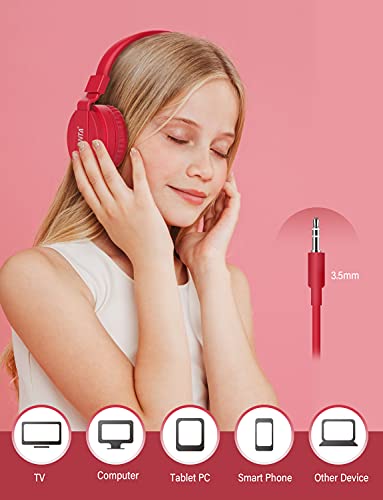 ONTA® Plegable Auriculares De Audio Ajustable Ligero Auriculares para Niños Teléfonos Móviles Smartphones iPhone Rrdenador Portátil MP3/4 Auriculares (Rojo)