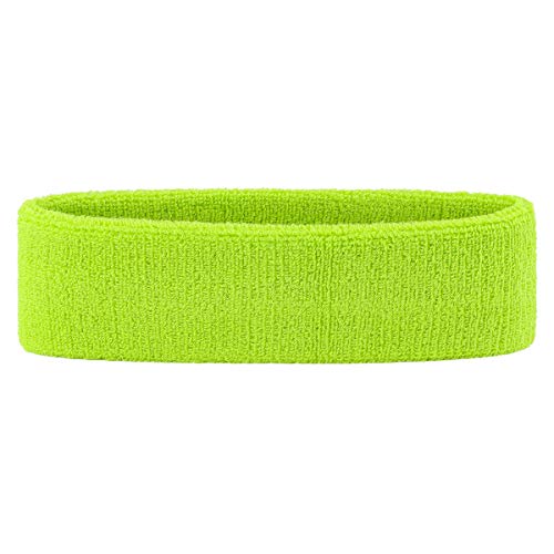 ONUPGO Juego de bandas para el sudor para niños - Banda deportiva de algodón para deportes (1 diadema + 2 pulseras) (verde neón)