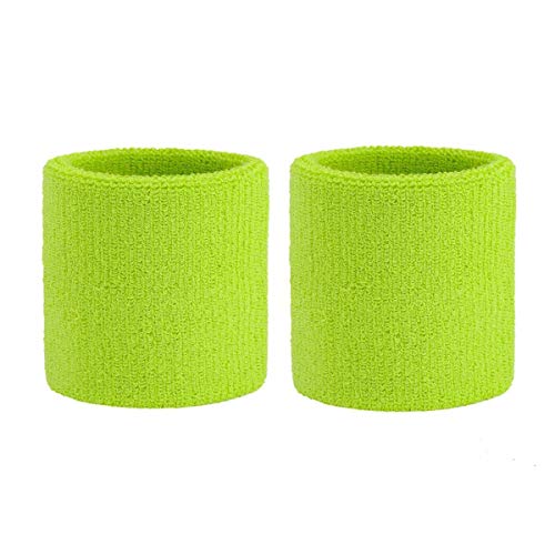 ONUPGO Juego de bandas para el sudor para niños - Banda deportiva de algodón para deportes (1 diadema + 2 pulseras) (verde neón)