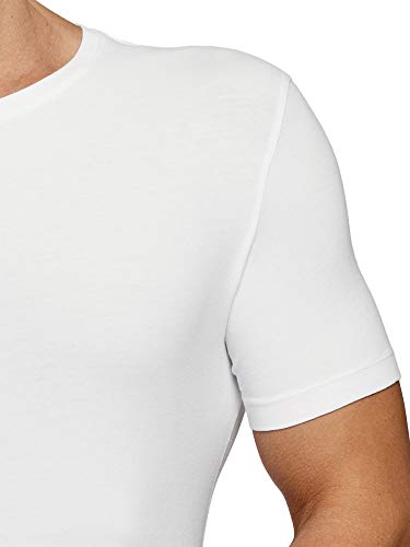 oodji Ultra Hombre Camiseta Básica Entallada, Blanco, XL