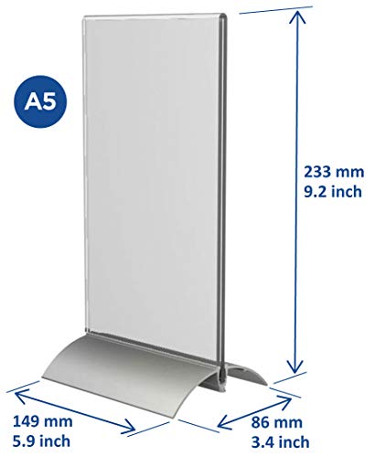 OPUS 2 350061 - Soporte para folletos, acrilico Transparente y base de aluminio, para A5 vertical