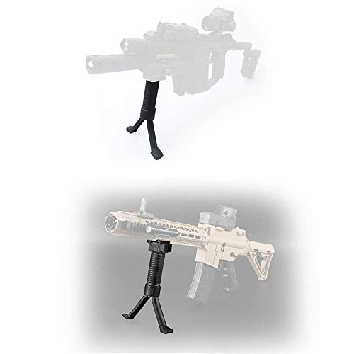 OTraki Bípode Táctico 20mm Grip Bípodes Mount 2 en 1 Plegable Universal Bípode para Pistola de Aire Rifle para Armas de Caza, Multiángulo, Negro