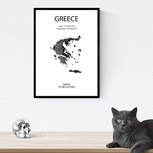 Pack de posters de paises y monumentos. Atenas mapa de la ciudad, monumento Acropolis y mapa Grecia. Tamaño A4