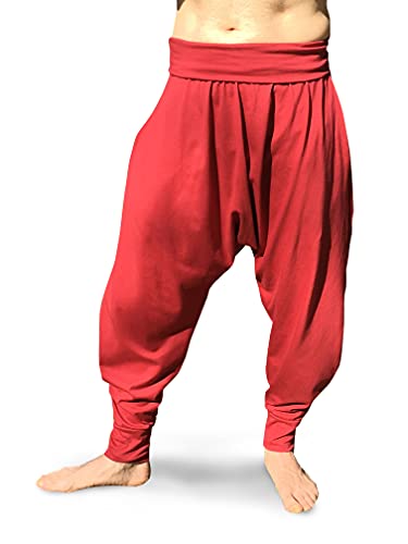 Pantalones Yoga Pilates Harem Etnicos Uniforme Comodos Hombre Mujer Lisos Negro Gris Marino Blanco Tallas Adulto y Tallas Grandes 2XL (Vino, M)