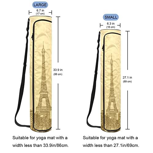 París Torre Eiffel y Paisaje de la Ciudad Bolsas para esterilla de yoga con cremallera completa para mujeres y hombres, soporte de esterilla de yoga con correa ajustable