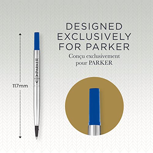 Parker 1950327 - Recambio para bolígrafo roller de punta mediana, azul, paquete de 2