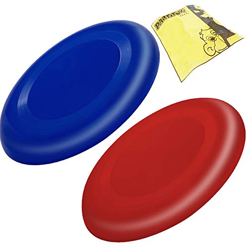 Partituki Pack de 2 Discos Voladores para Niños muy Fáciles de Sujetar. Mucho más Seguros que los Frisbees Estándar. Anillos Voladores. Colores: Azul y Rojo.