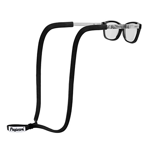 Payivsve Correa para gafas deportivas con tapón ajustable, cordón antideslizante para gafas para correr, acampar, ir de excursión（Negro）