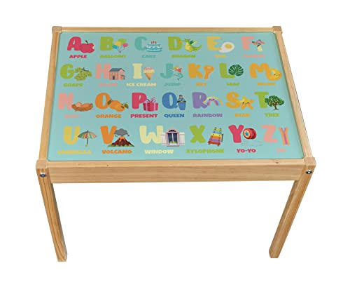 Pegatina educativa para niños solo compatible con IKEA Latt Table (alfabeto de objetos)