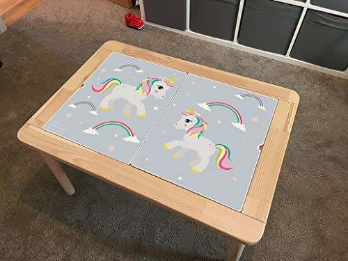Pegatina para mesa con diseño de unicornio morado para niños solo compatible con la mesa IKEA Flisat (unicornio púrpura)