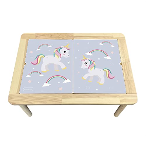 Pegatina para mesa con diseño de unicornio morado para niños solo compatible con la mesa IKEA Flisat (unicornio púrpura)