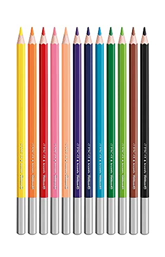 Pelikan - Lápices Acuarelables, 12 Colores, Madera, Forma Hexagonal Ergonómica, Color Soluble En Agua, Para Niños, Para Dibujo