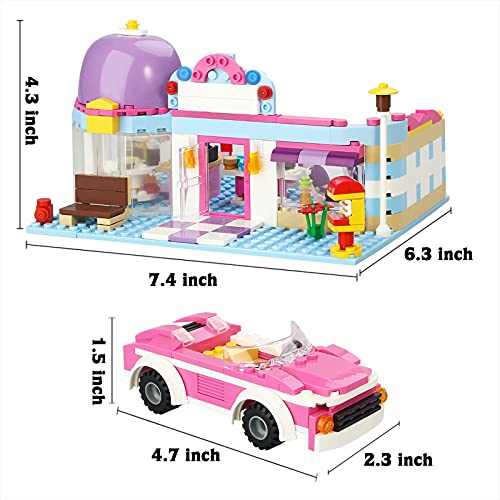 Peluquería juegos niñas juguetes de construcción corte de pelo ladrillos de construcción juguete con coche de carreras regalo de cumpleaños para 6 años de edad 358 piezas