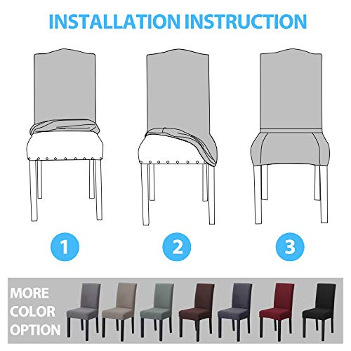 PETCUTE Fundas para sillas de Comedor Universal Protectores de sillas de Cocina Fundas para sillas Modernas Respaldo Alto Verde 6 Piezas