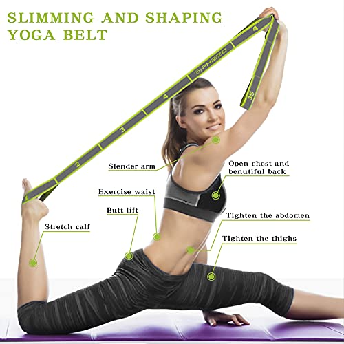 PHIEZC Yoga Cinturon Yoga Strap Belt, cinturón de yoga de 9 vueltas, banda de alta resistencia elástica para fisioterapia, rehabilitación, estiramiento, fitness en casa