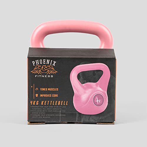Phoenix Fitness 4kg Pink Kettlebell Pesa Rusa Rosa de 4 kg, Unisex