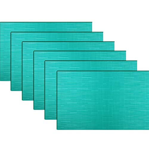pigchcy Juego de 6 manteles individuales de vinilo, fáciles de limpiar, de plástico, 45 x 30 cm, color turquesa