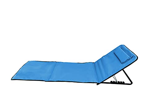 Pincho Esterilla de Playa Plegable portátil con Respaldo Ajustable y reposacabezas 170x48x50cm Bolsillo de Almacenamiento (Azul 170cm)