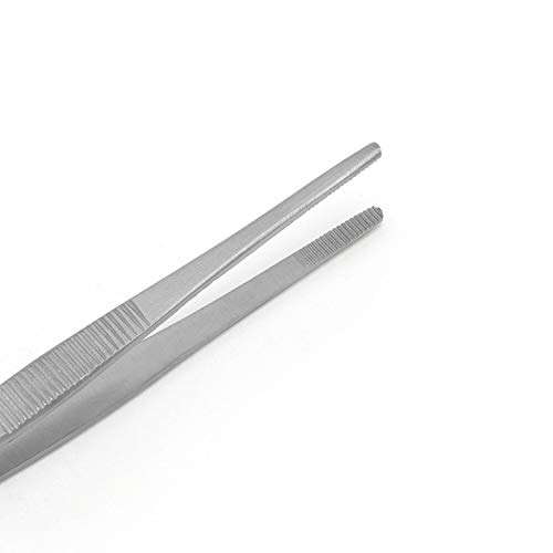 Pinza de disección recta S/D AARON® | 14 cm. Fabricada en acero inoxidable y empaquetada individualmente en un estuche blister.