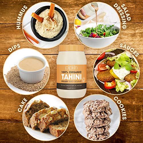 Pipkin 100% Pasta de Tahini Orgánica 908g - Semillas de Sésamo Etíopes Tostadas y Prensadas - Todo Natural, Kosher, Vegano, No GMO