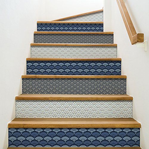 Playa Adhesivos para contremarches de escaleras, Vinilo, Azul, 100 x 0,1 x 19 cm