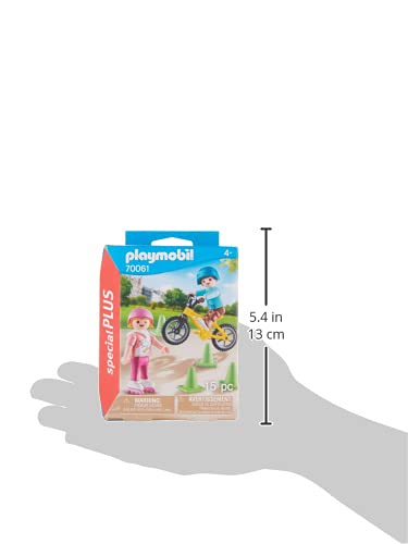 PLAYMOBIL- Special Plus Especial Niños Bici y Patines, Color carbón (70061)